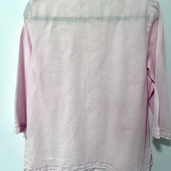 Edward Light embroidered Pink iris Linen Shirt MEDIUM - Picture 4 of 9